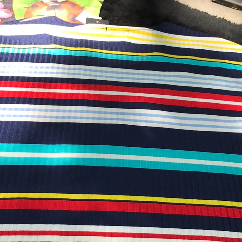 NWT Espresso Los Angeles Stretch Striped Blouse Top Grommet Tie Front Plus 1X